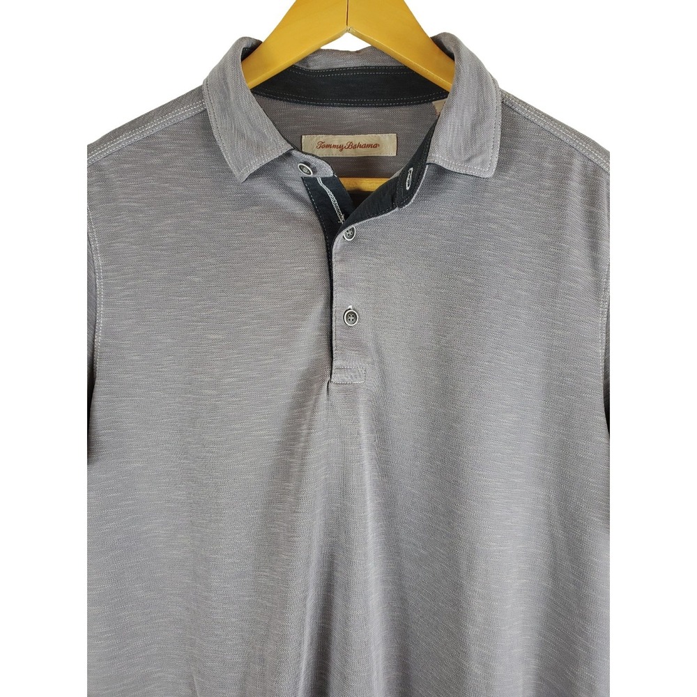 Tommy Bahama Men's Medium Gray Polo Shirt 70% Modal 30% Polyester Soft Knit